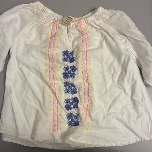 OshKosh B'gosh White Top with Blue and Pink Embroidery